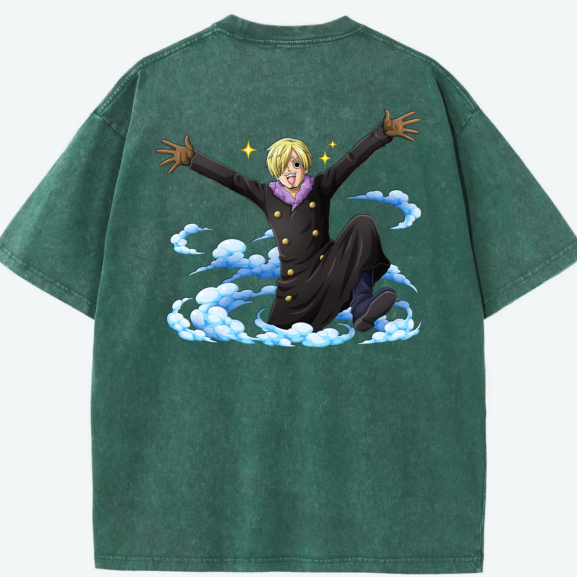 ワンピース サンジ ONE PIECE Sanji 綿100% ヴィンテージ風 半袖Tシャツ（背面プリント）
